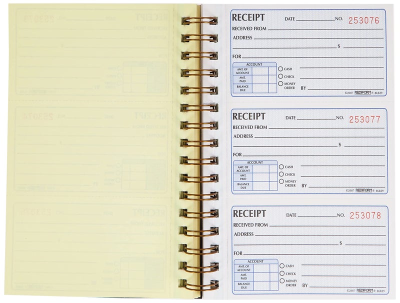 Rediform Gold Standard Money Receipt Book, Twin-Wire Binding, Carbonless Duplicate Forms, 8.5" x 5.5", 225 Numbered Sets (8L829) - Image 3